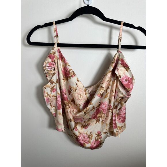 Boohoo Occasion Off the Shoulder Pink and Cream Floral Top Size 12 NWT - Picture 3 of 4